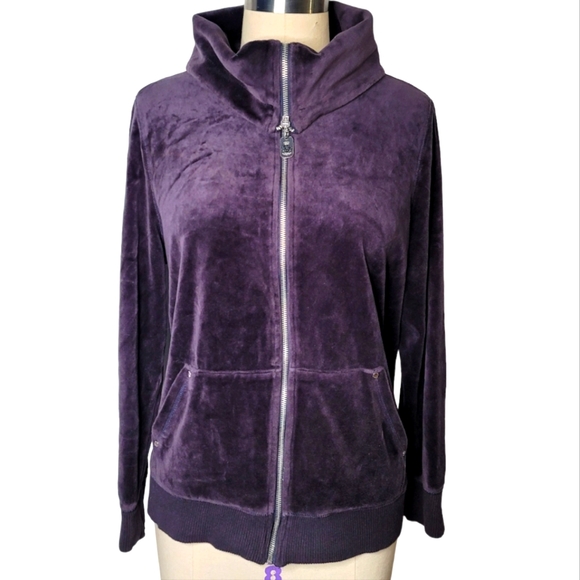 Michael Kors Jackets & Blazers - MK Michael KORS Purple Velour Full Zip Jacket Coat Sweatshirt Large Y2K
